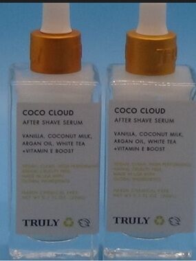 TRULY Coco Cloud Post-Shave Serum – White & Gold Accents Duo set .07fl oz